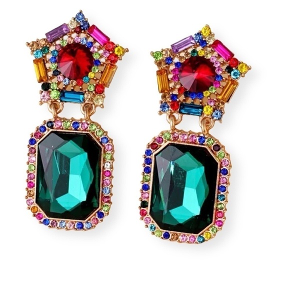 Large Gemstone Statement Earrings - Picture 1 of 2